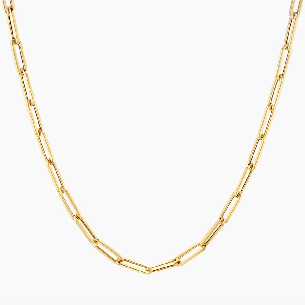 14k Yellow Gold Paperclip Chain Necklace 20 inch